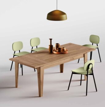 Tavolo di design L.130 allungabile, color quercia, Made in Italy