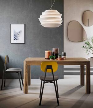 Tavolo di design L.160 allungabile, colore rovere tabacco, Made in Italy