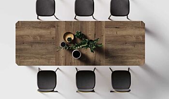 Tavolo di design L.160 allungabile, colore rovere tabacco, Made in Italy
