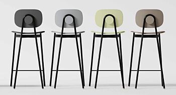 Coppia di sgabelli, colore verde in stile moderno, con seduta colorata, Made in Italy