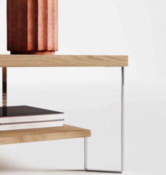 Tavolino moderno, noce biondo, 90 x 90, made in Italy 