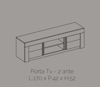 Porta TV 2 ante, color ossido con frontali in bianco lucido serigrafato