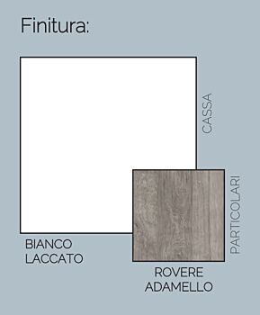 Vetrina colonna 2 ante, bianco lucido e rovere adamello 