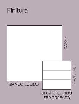 Madia 2 ante e 3 cassetti con piedini, Bianco lucido, made in Italy
