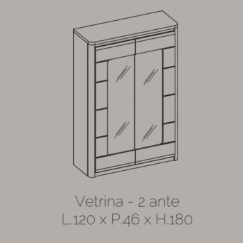 Vetrina 2 ante, grigio basalto lucido e bianco lucido, made in Italy