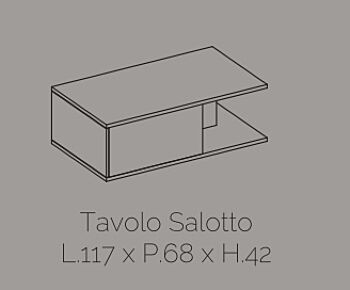 Tavolino da salotto con 1 cassetto, Ossido e Bianco lucido serigrafato