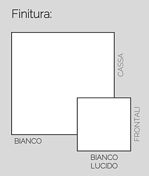 Madia alta 3 ante, 1 cassetto, bianco lucido, made in Italy
