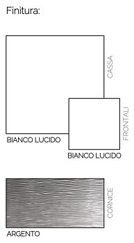 Porta TV bianco lucido con dettagli argento, Made in Italy