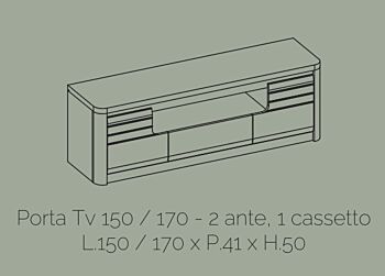 Porta TV bianco laccato e rovere wellington, Made in Italy