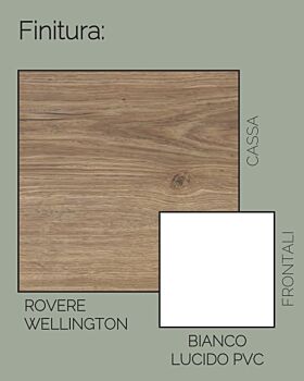 Tavolino da salotto con 2 ante, bianco lucido e rovere wellington
