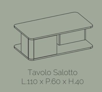 Tavolino da salotto con 2 ante, bianco lucido e rovere wellington