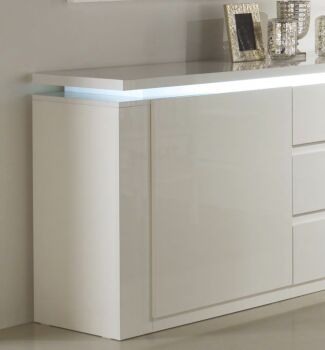 Madia 2 ante e 3 cassetti, bianco lucido, Made in Italy