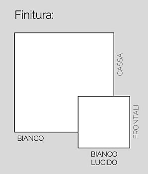 Tavolo fisso L.160, moderno, bianco lucido e grigio
