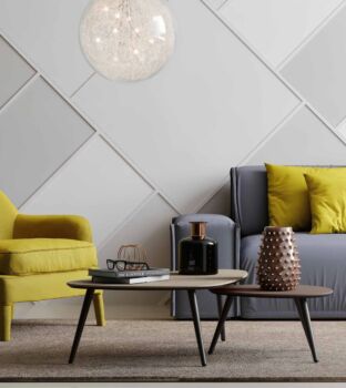 Composizione moderna di design composta da 3 tavolini argilla e bronzo, made in Italy