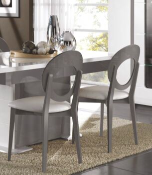 Tavolo moderno allungabile L.180, bianco lucido e grigio basalto