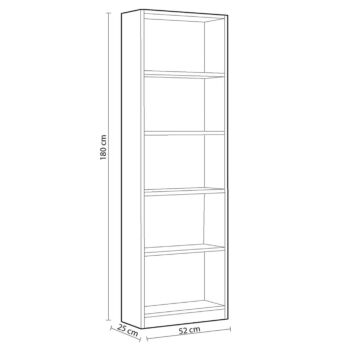 Libreria alta moderna, 4 ripiani, finitura bianco opaco