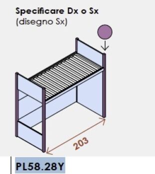 Letto soppalco per camerette, finitura Ciliegio bianco e Albicocca