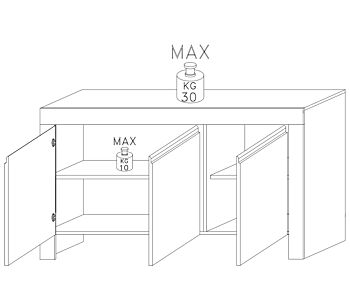 Credenza Moderna, Madia di Design, 3 ante, Bianco Lucido, Alba