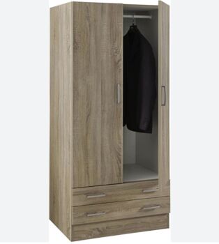 Armadio multiuso, 2 ante, 2 cassetti, rovere sonoma, made in Italy