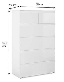 Composizione da ingresso moderna formata da Armadio, Settimino e Madia finitura Bianco lucido Zenzero Shop