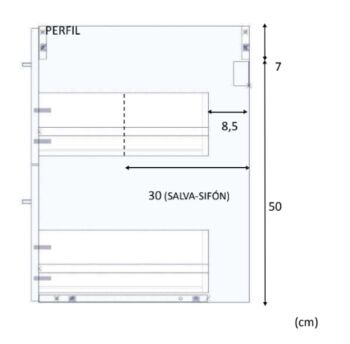 Bagno mobile moderno con specchiera, finitura Cemento