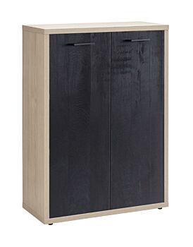 Libreria Leonardo con 2 ripiani in finitura Rovere e Nero chalet