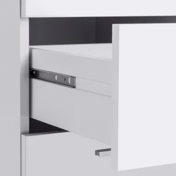 Scrivania 3 cassetti, 160x75x60 h cm, Bianco laccato lucido