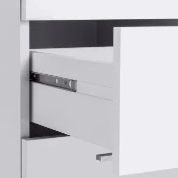 Scrivania angolare 3 cassetti, 180/160x90x60 h cm, Bianco laccato lucido