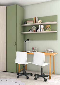 Scrivania moderna con gambe in metallo in finitura Miele
