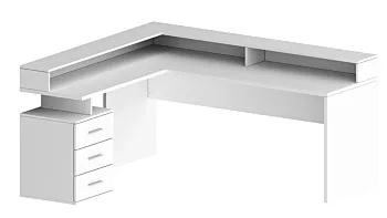 Scrivania angolare 3 cassetti, 180/160x90x60 h cm, Bianco laccato lucido