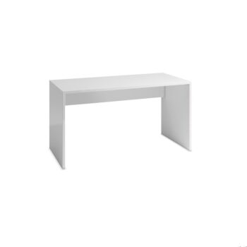 Moderna Scrivania salvaspazio Bianca lucida L.140, Made in Italy
