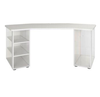 Innovativa Scrivania moderna colore Bianco lucido, Made in Italy