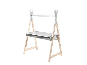 Scrivania per camerette stile nordico, finitura Bianco e Pino massello