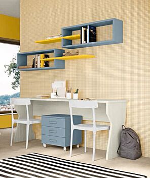 Scrivania L.180 con doppia postazione, finitura Rovere gesso