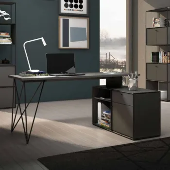 Scrivania moderna con cassettiera nera
