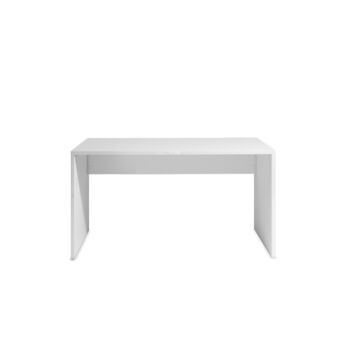 Moderna Scrivania salvaspazio Bianca lucida L.140, Made in Italy
