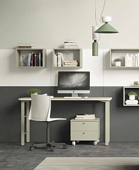 Scrivania moderna con piano Natural wood e gambe Domy