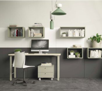 Scrivania moderna con piano Natural wood e gambe Domy