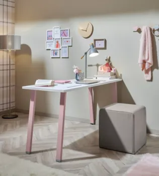 Scrivania camerette Moretti Compact, Bianco luce e Peonia laccato