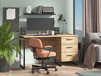 Scrivania per zona studio moderna, finitura Rovere 