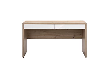 Scrivania moderna da ufficio finitura Rovere e Bianco laccato, Made in Italy