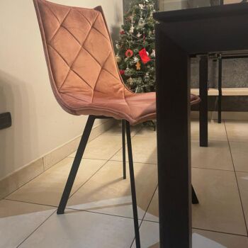 Sedia di design in velluto, colore Rosa