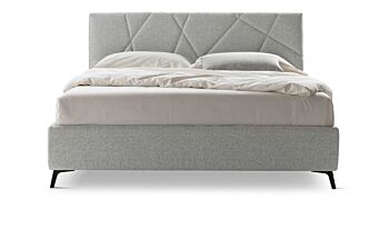 Letto matrimoniale Seginus con contenitore in tessuto in finitura Grigio seta