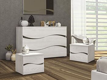 Set zona notte, Comò e Comodini, Olmo Bianco, Made in Italy