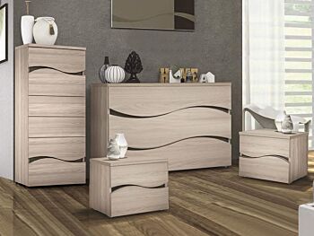 Set zona notte, Settimino, Comò e Comodini, Olmo Perla, Made in Italy