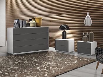 Set moderno composto da comodini e comò 4 cassetti