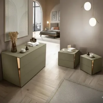 Set comò e comodini Muschio, con specchio Bronzo, offerta