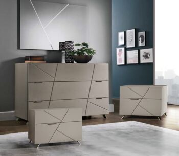 Set comò e comodini moderno in finitura Grigio londra