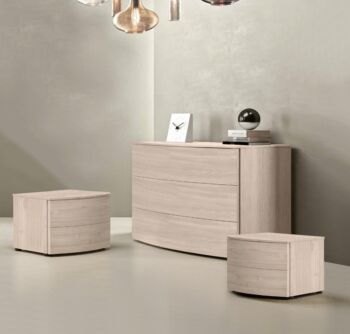 Set comò e comodini Olmo natura, cassetti ammortizzati 
