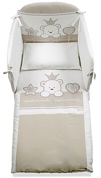 Culla moderna Baloo con ruote, finitura Choco con decori